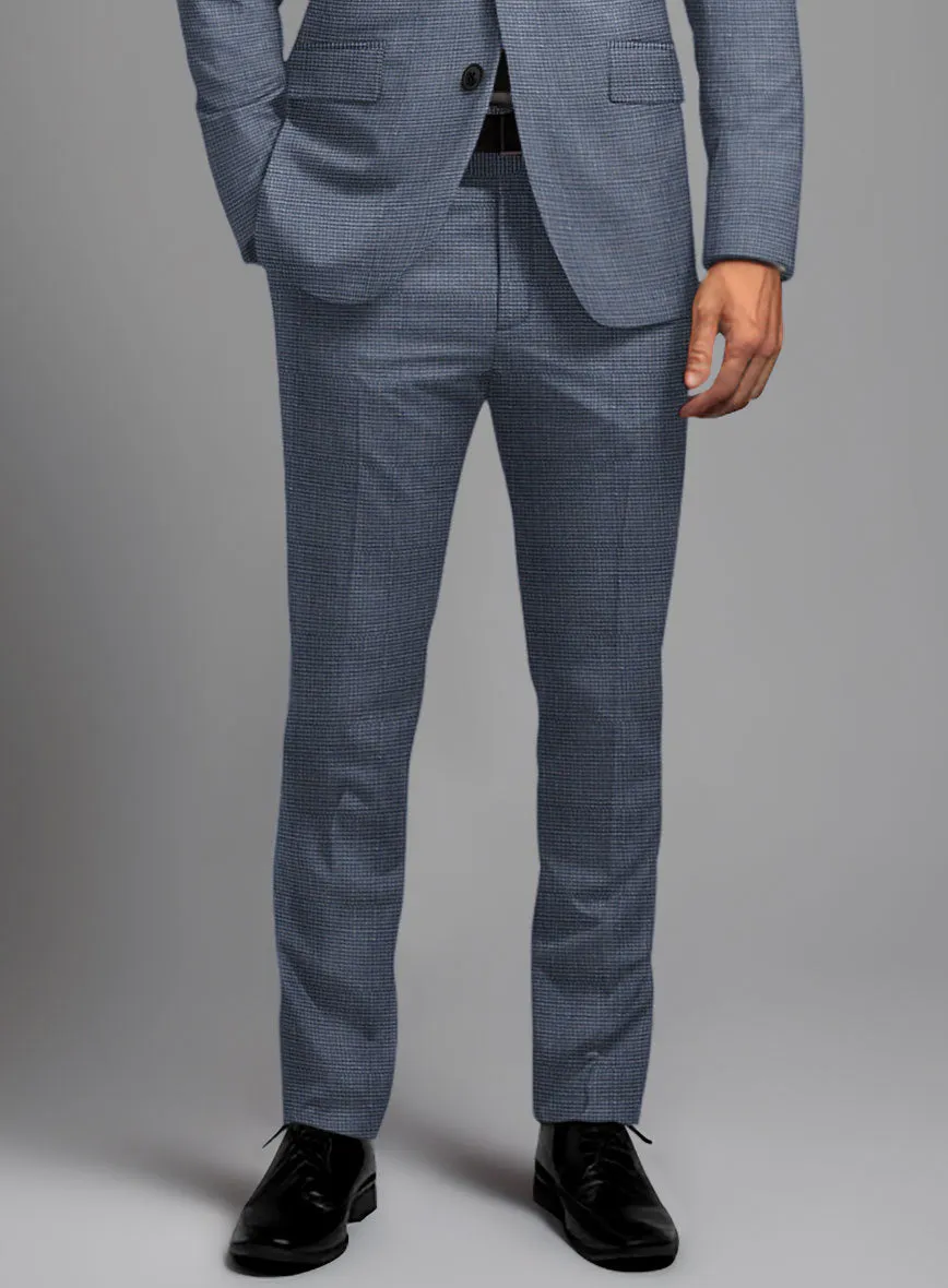 London Loom Blue Nailhead Wool Silk Linen Pants
