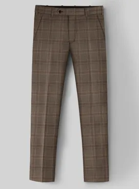 London Loom Brown Check Wool Silk Linen Pants