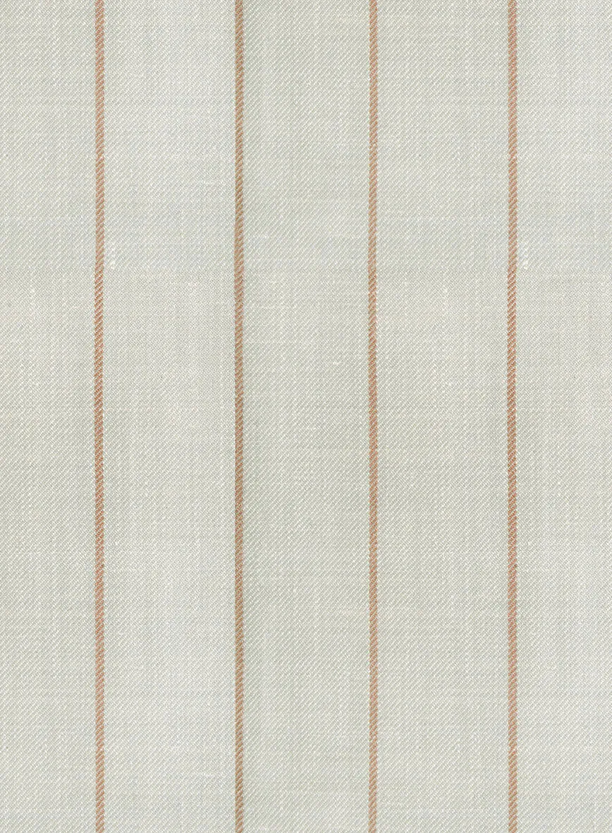 London Loom Light Gray Stripe Wool Silk Linen Pants