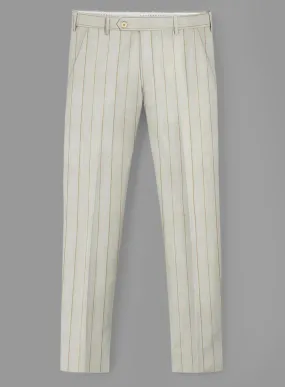 London Loom Light Gray Stripe Wool Silk Linen Pants
