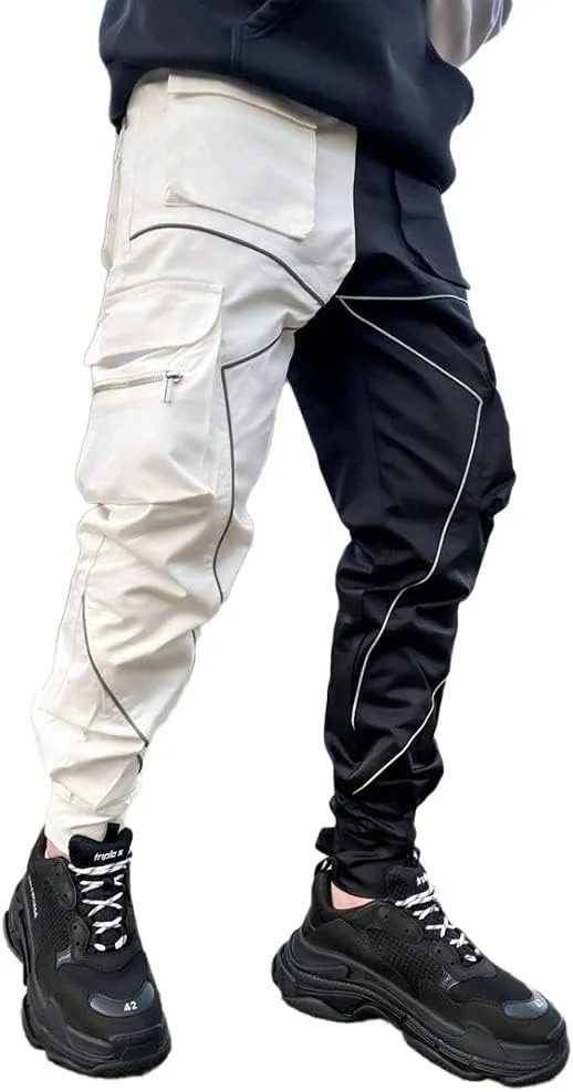 Mens Hiphop Jogger Sweatpants Cargo Streetwear Punk Pants with Multi-Pockets