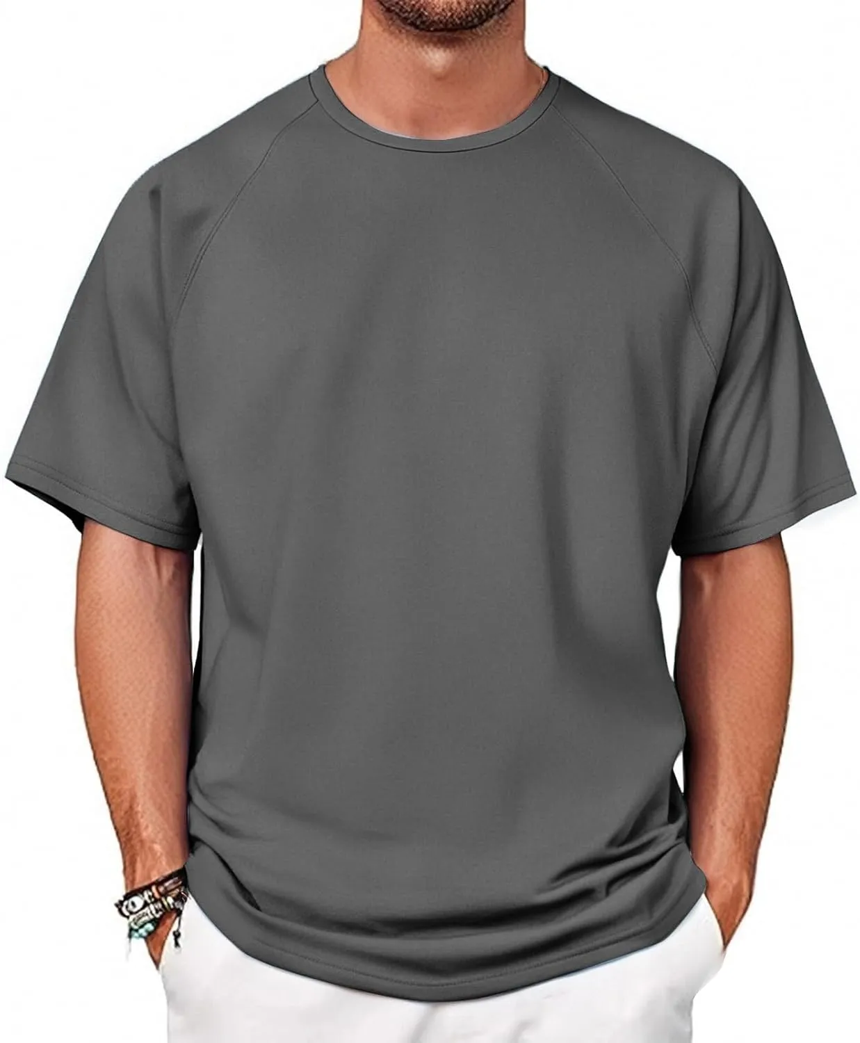 Mens Round Neck Pullovers Quick Dry Lightweight Breathable Summer Crewneck Workout Gym Shirt Sports Tops