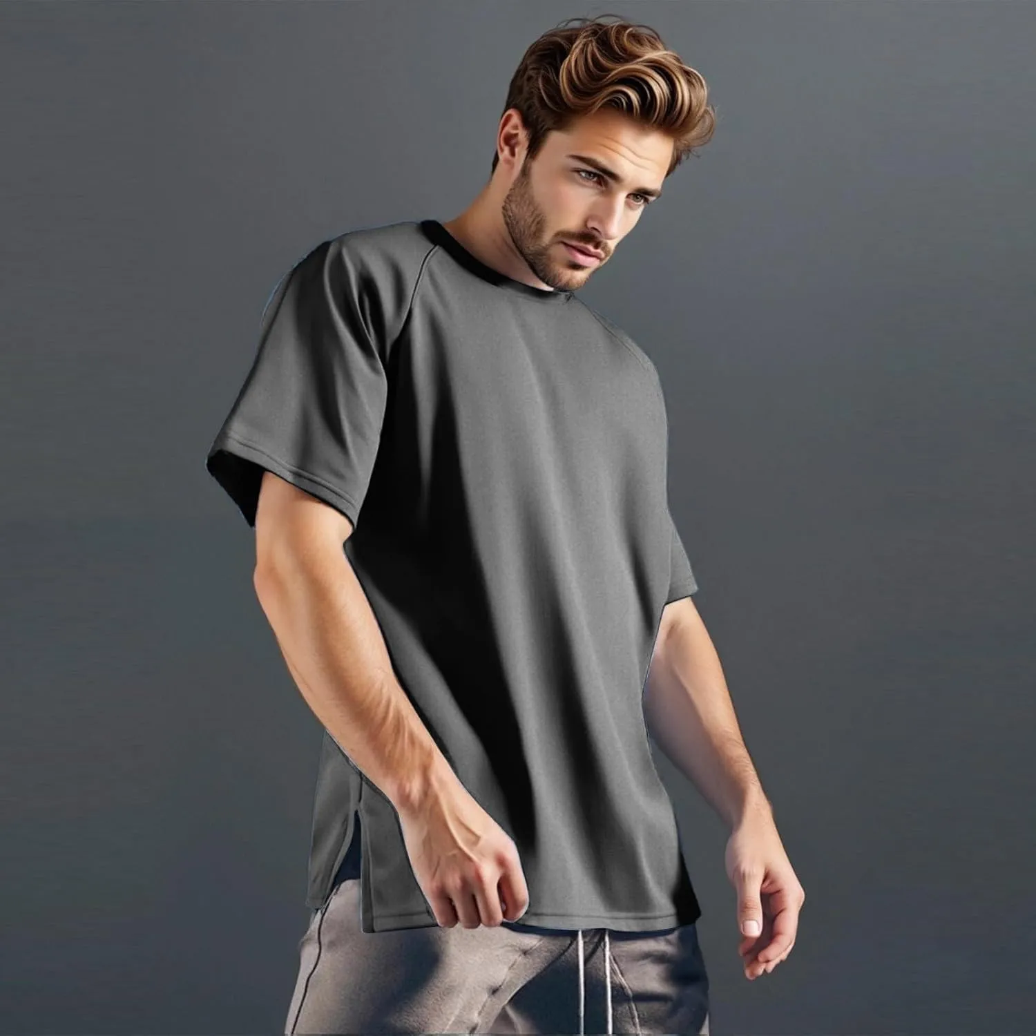 Mens Round Neck Pullovers Quick Dry Lightweight Breathable Summer Crewneck Workout Gym Shirt Sports Tops
