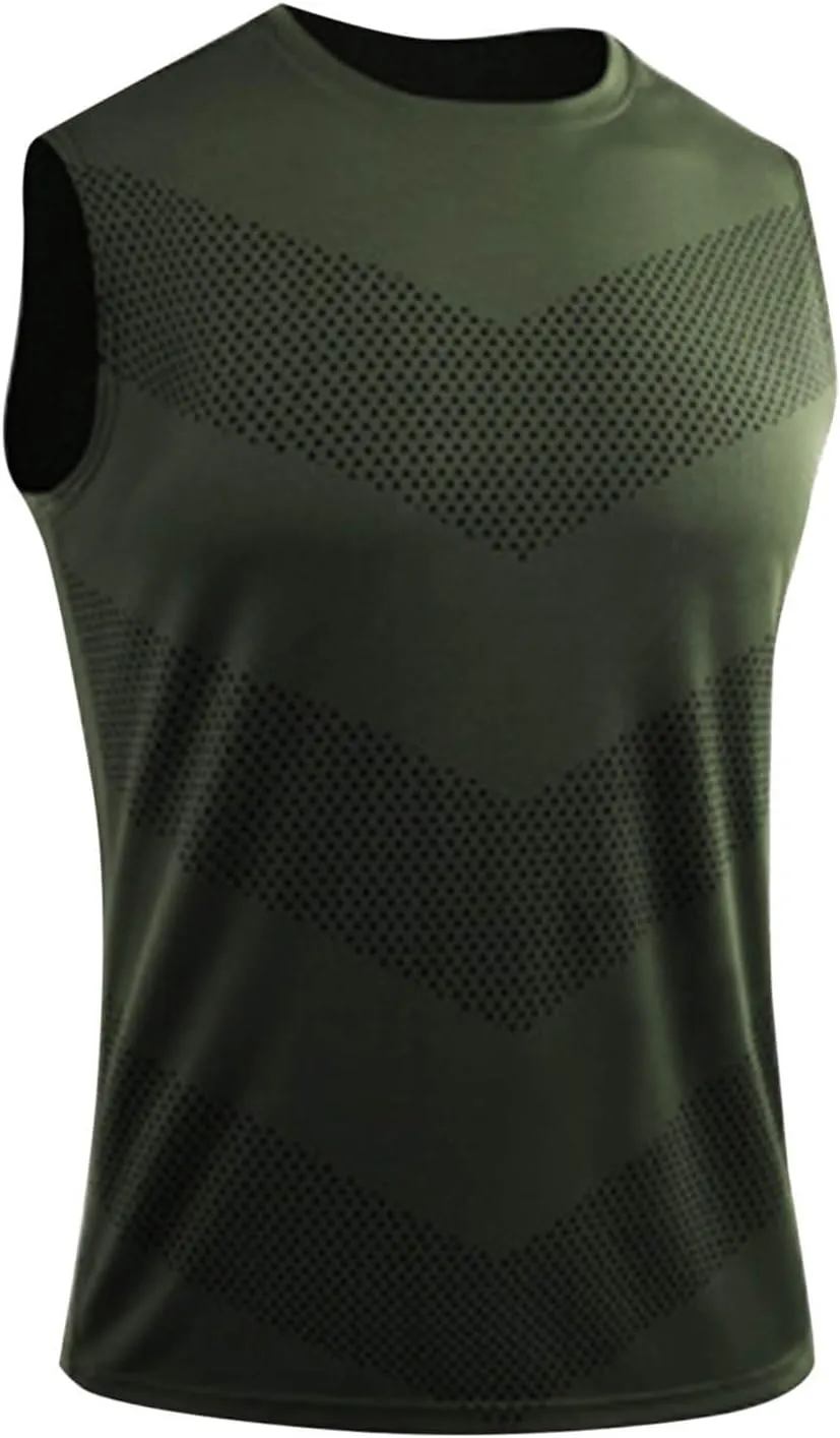 Men's Tank Top Breathable Moisture Wicking Muscle Shirt Summer Sleeveless Shirts Gym Workout Tanks Pullover Running