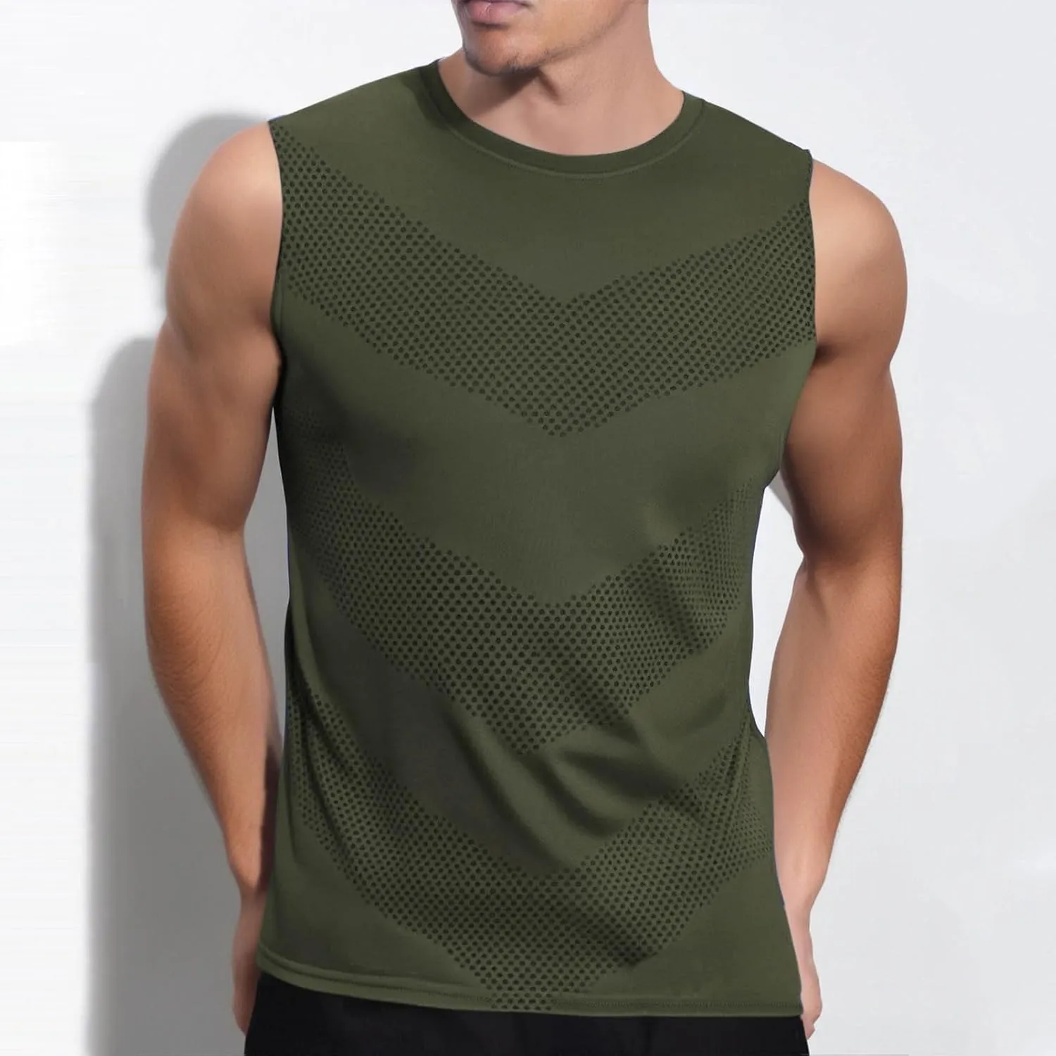 Men's Tank Top Breathable Moisture Wicking Muscle Shirt Summer Sleeveless Shirts Gym Workout Tanks Pullover Running