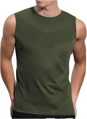 Men's Tank Top Breathable Moisture Wicking Muscle Shirt Summer Sleeveless Shirts Gym Workout Tanks Pullover Running