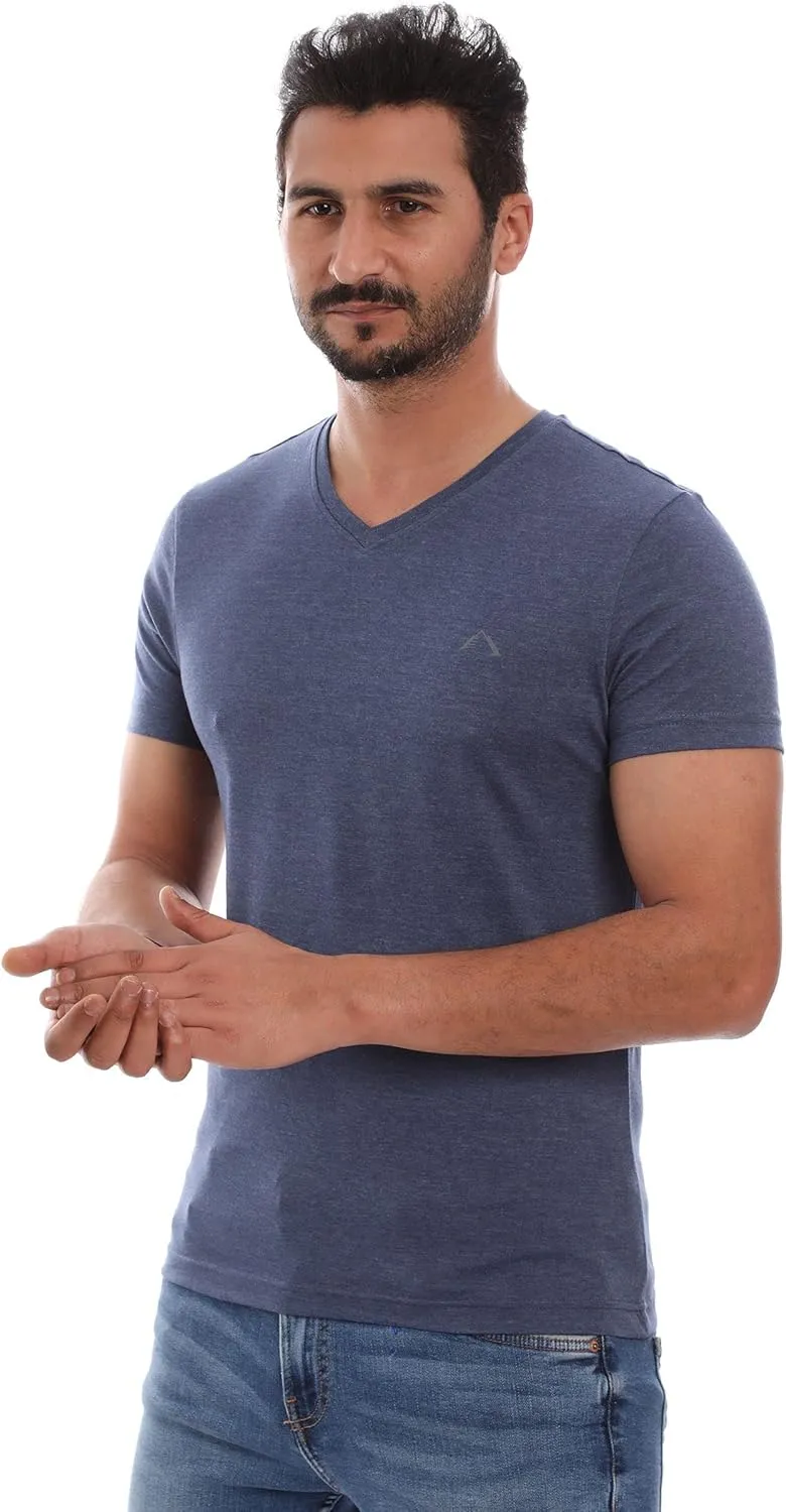 Mens V-Neck T-Shirt (Slim FIT) | 3/6 Pack, Vneck Tshirt | Cotton Rich, Ultra Soft, Breathable, Tag Free (Made in Egypt)