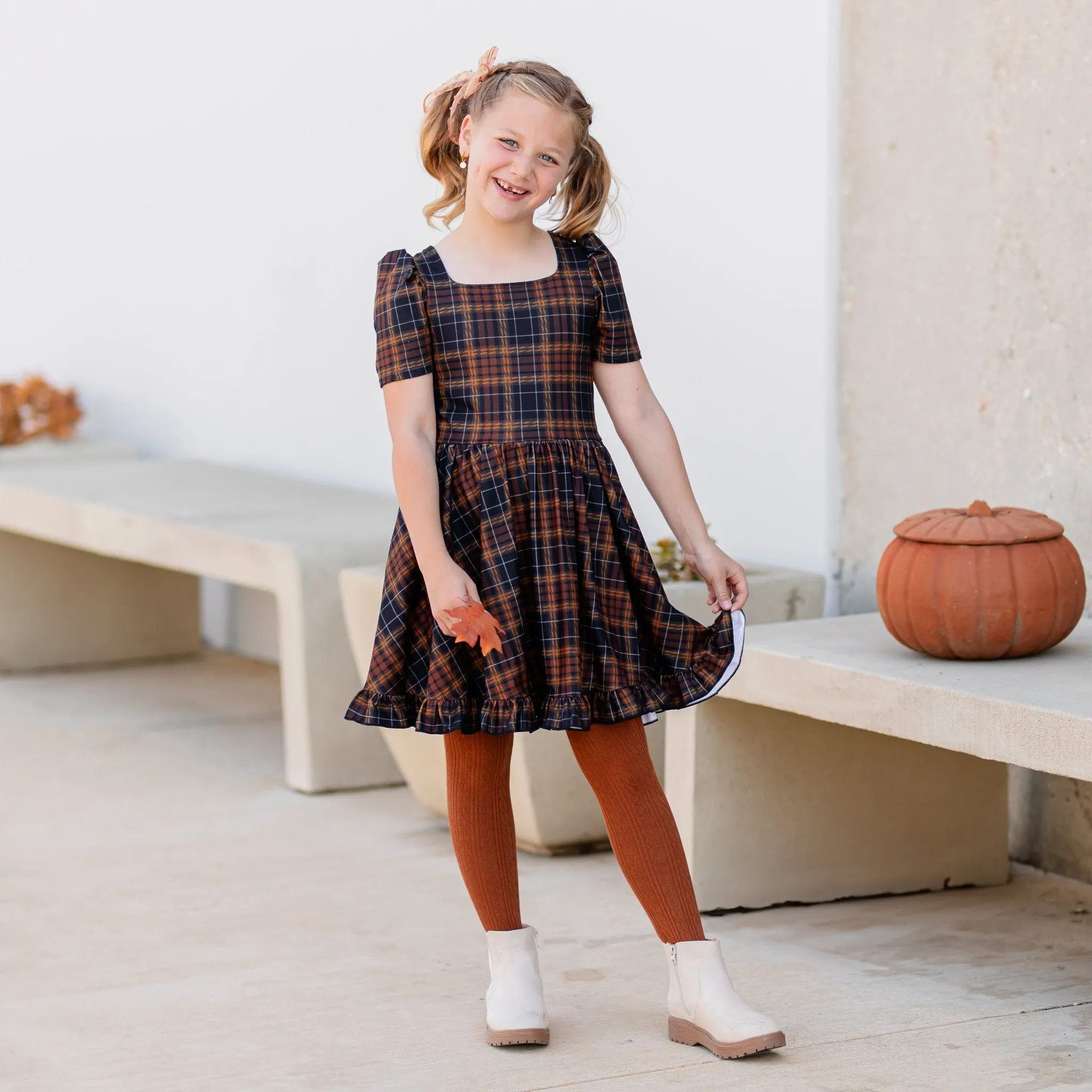 November Plaid Mod Twirl Dress