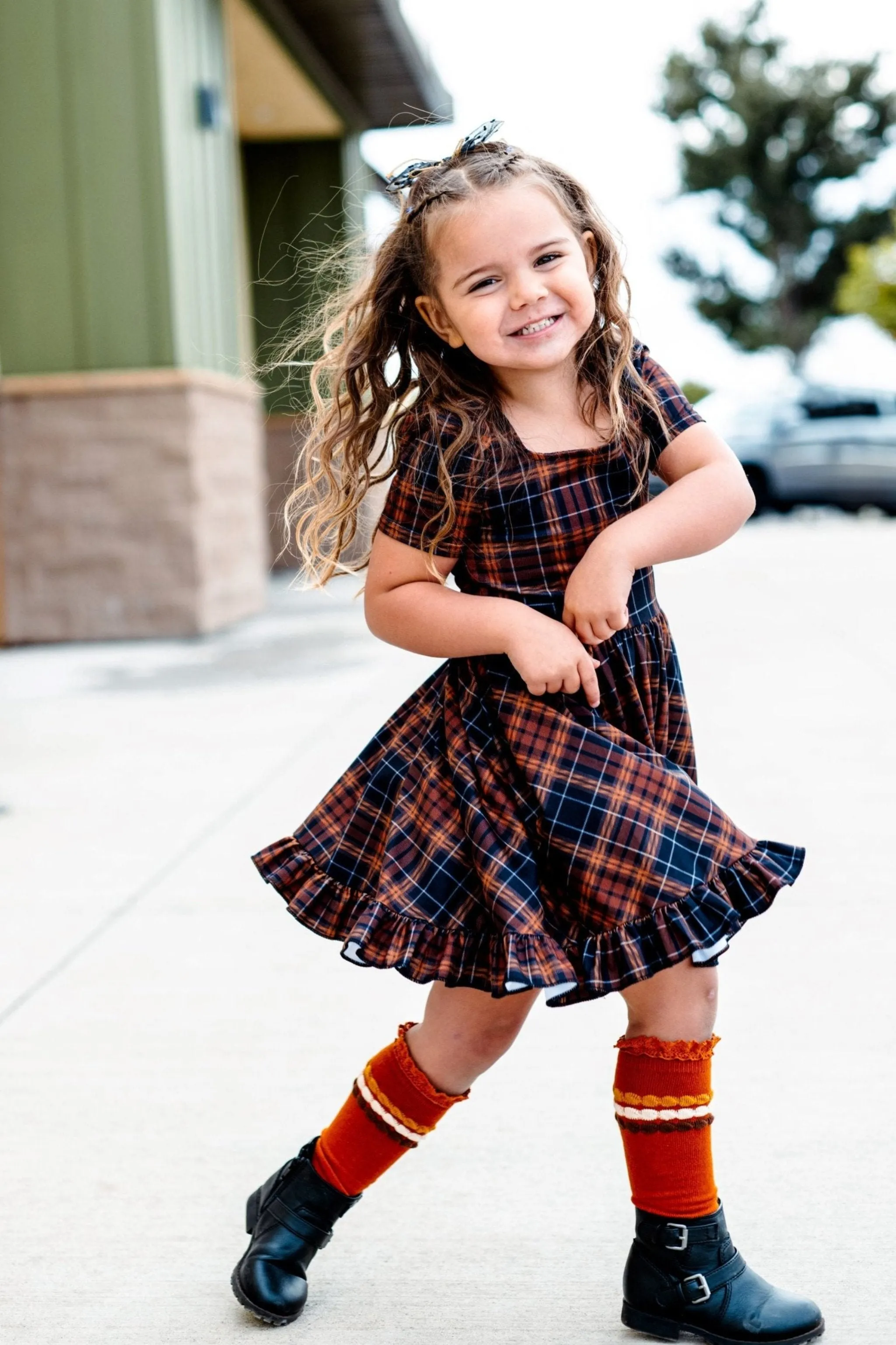 November Plaid Mod Twirl Dress