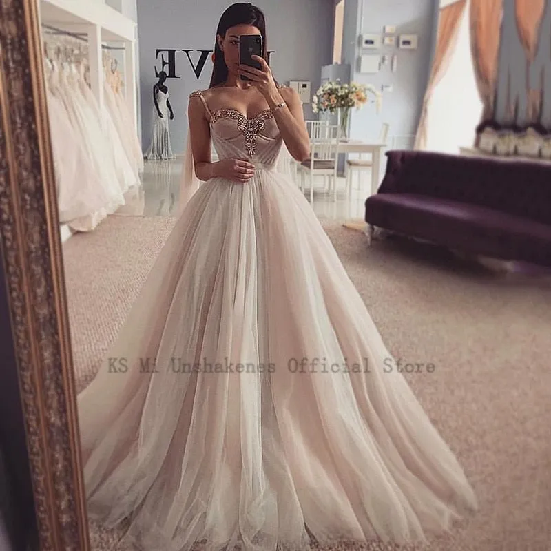 NumberSea 2022 Sexy Crystals Wedding Dresses Vestidos de Noiva Princess Bride Dress Church Beach Wedding Gowns Custom Made