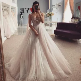 NumberSea 2022 Sexy Crystals Wedding Dresses Vestidos de Noiva Princess Bride Dress Church Beach Wedding Gowns Custom Made