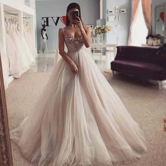 NumberSea 2022 Sexy Crystals Wedding Dresses Vestidos de Noiva Princess Bride Dress Church Beach Wedding Gowns Custom Made
