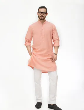 PEACH COTTON LINEN KURTA