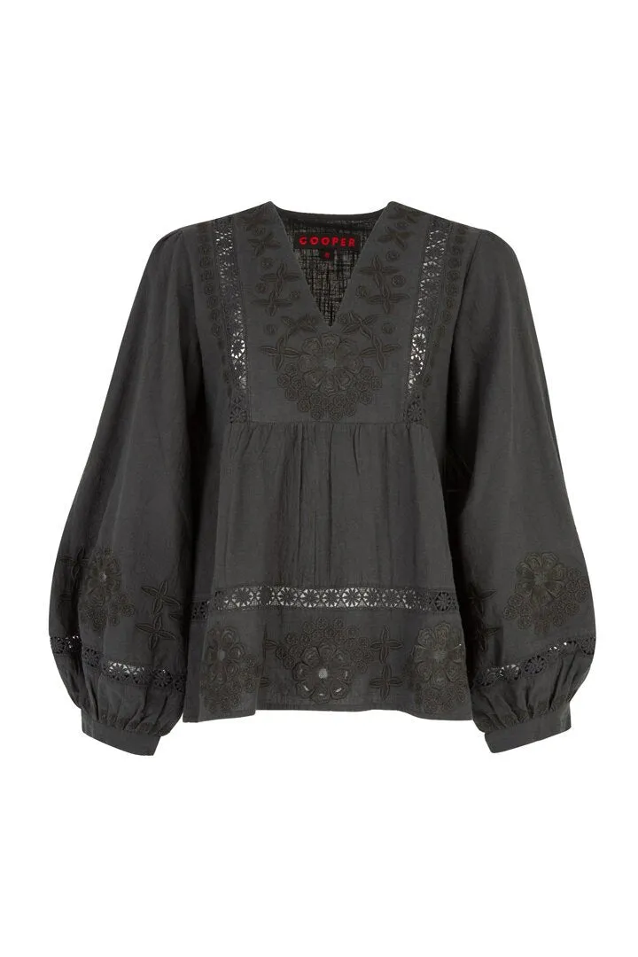 Pick A Petal Blouse - BLACK