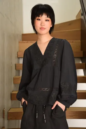 Pick A Petal Blouse - BLACK