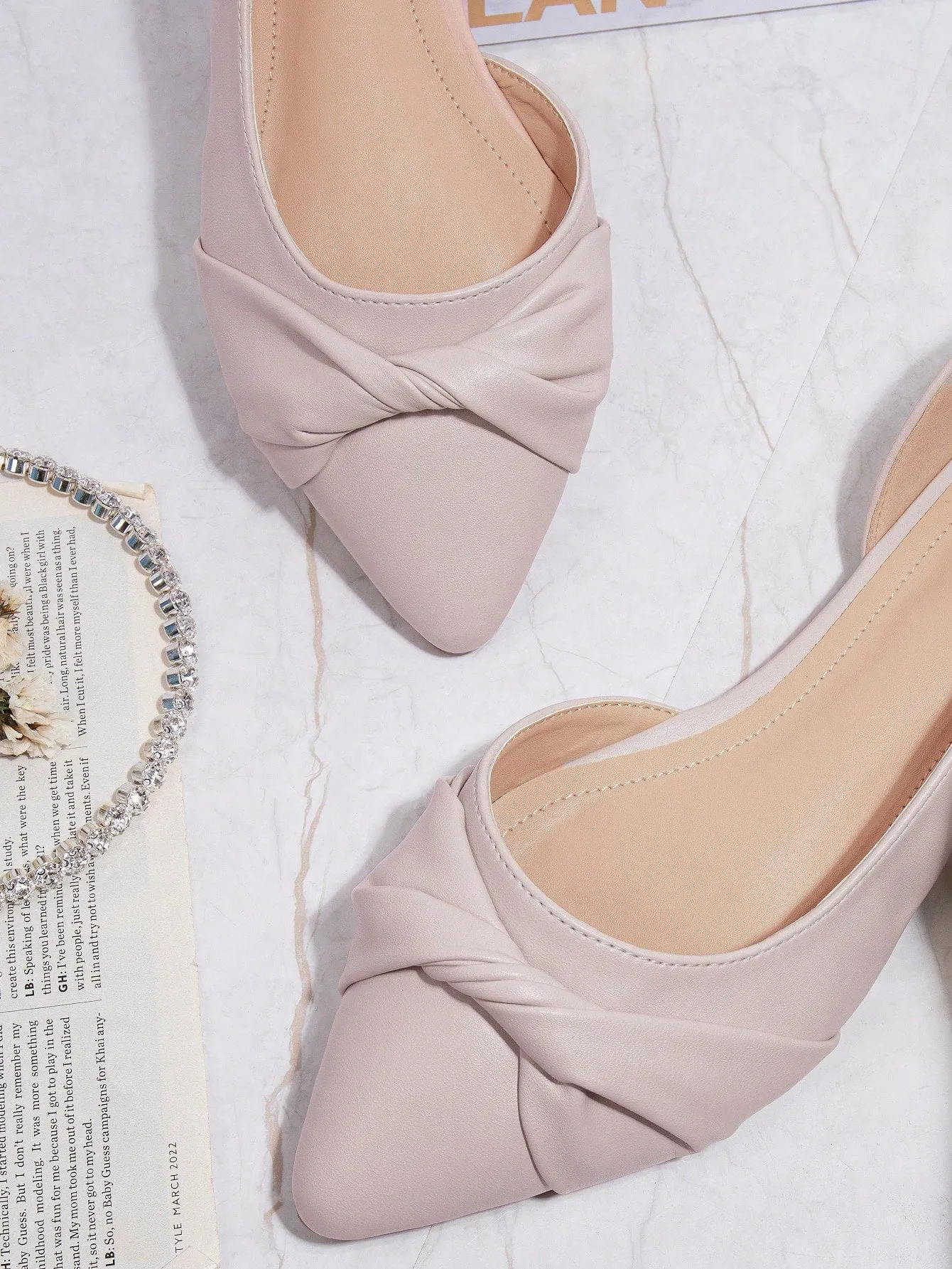 Pointy Toe Front Knot Flats