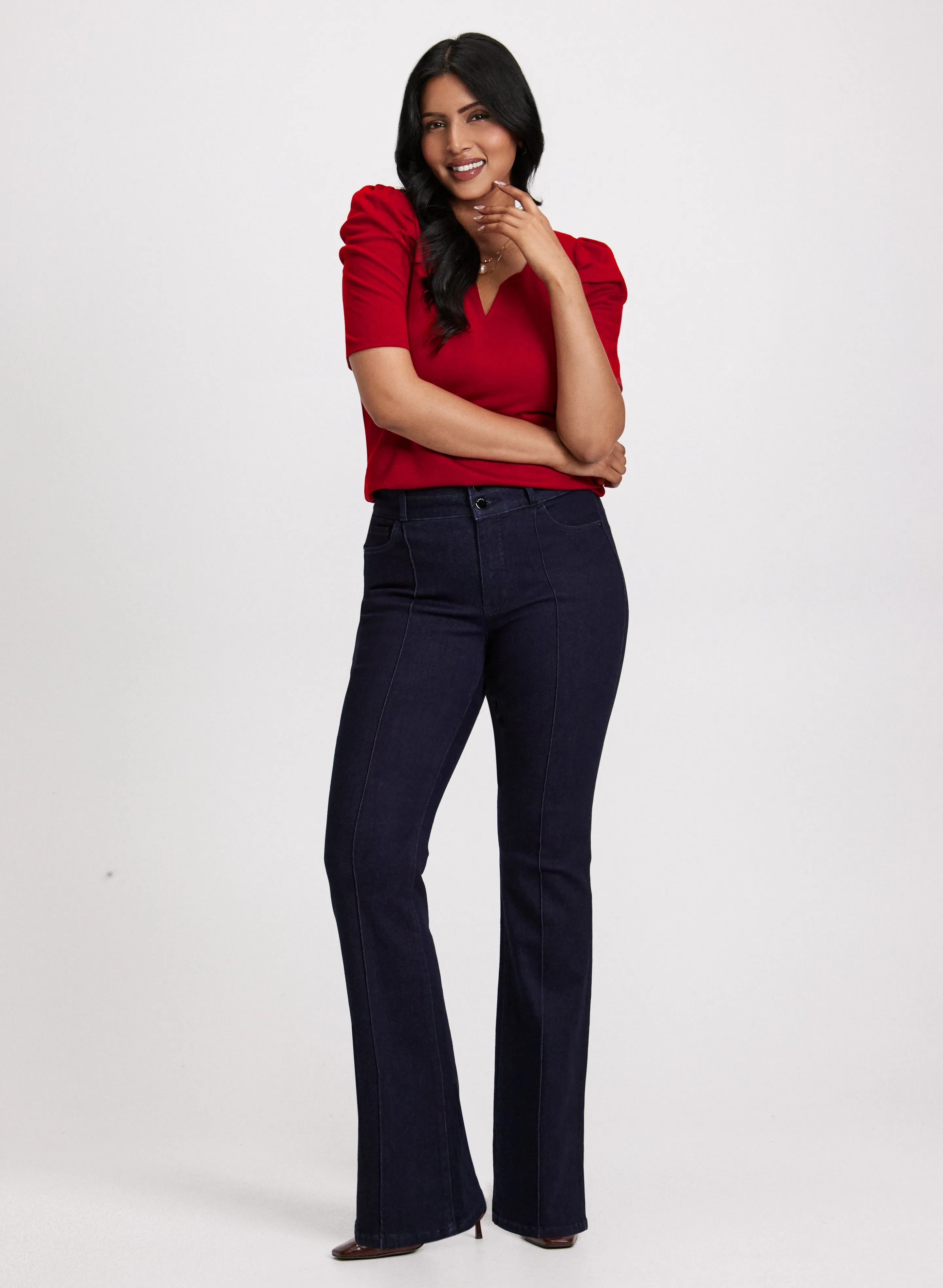 Puff Sleeve V-Neck Blouse