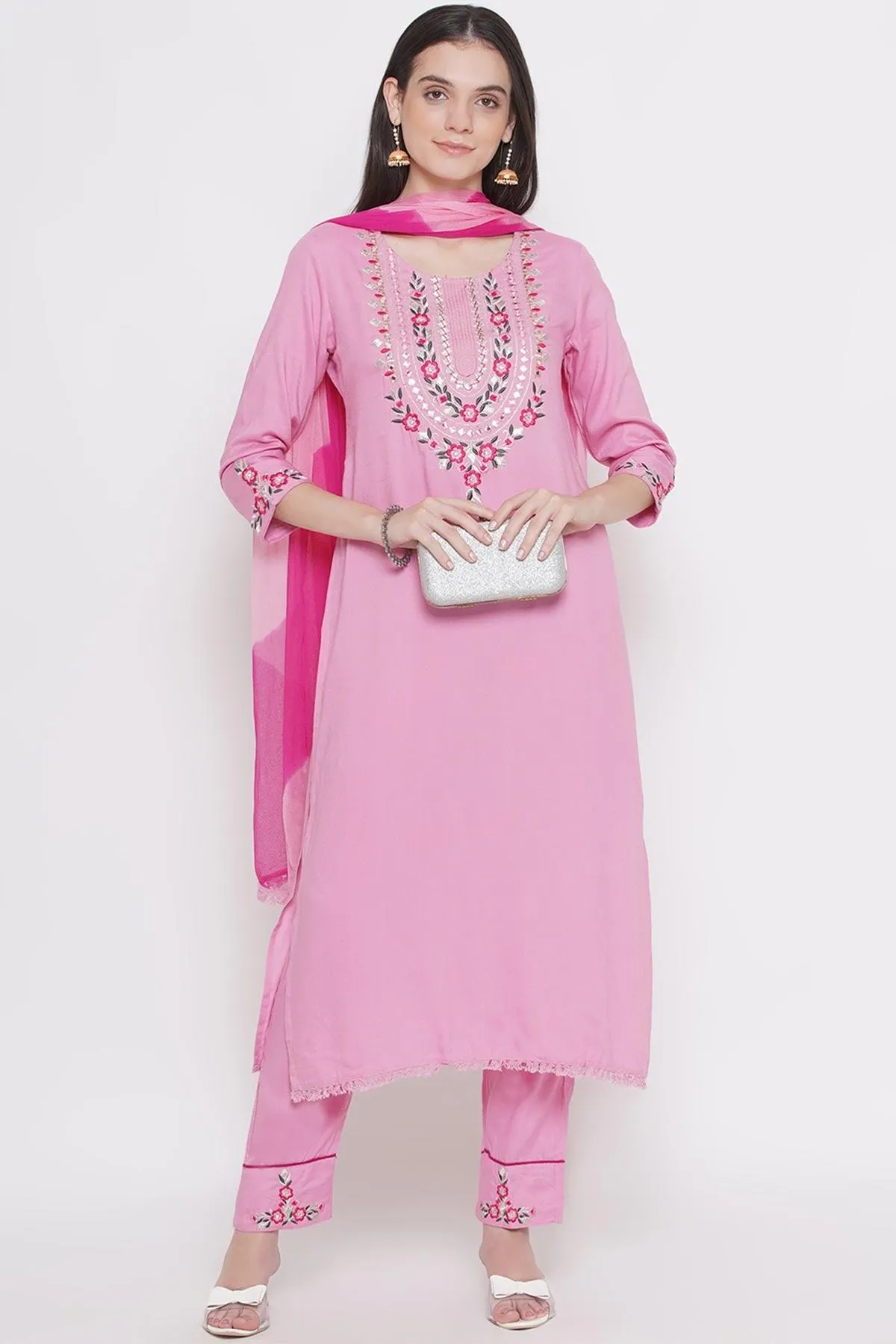 Riwaaz Pleasant Pink Kurta Set with Dupatta