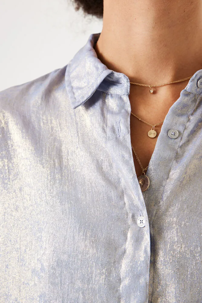 Shimmy Blouse (Ice Blue)