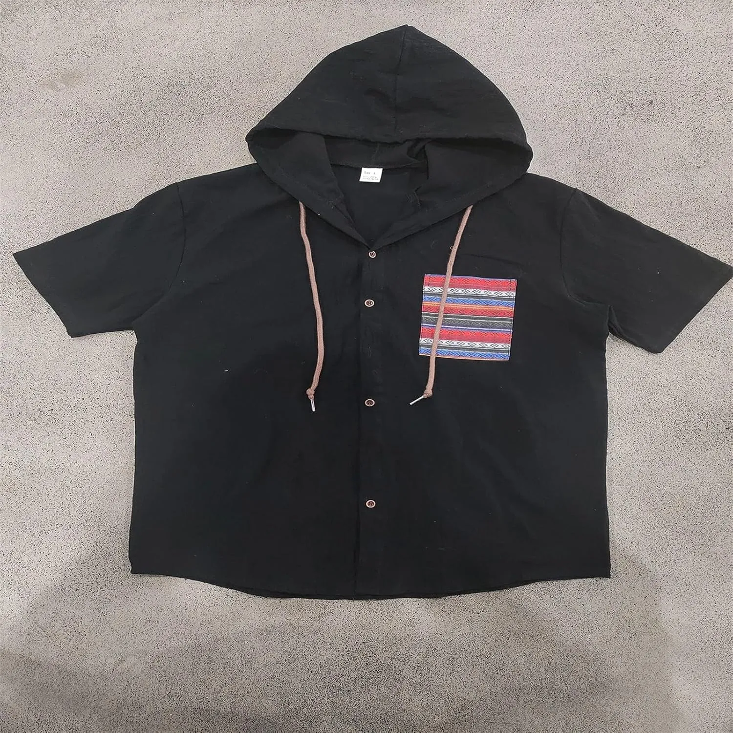 Summer Linen Shirts for Men Trendy Short Sleeve Button Hooded Cardigan Thin Breathable Leisure Solid Beach Hoodies Top