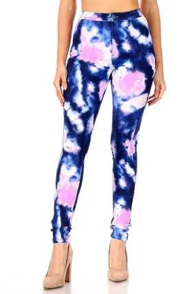 Super High Waisted Tie Dye Skinny Jeans - Blue/Pink