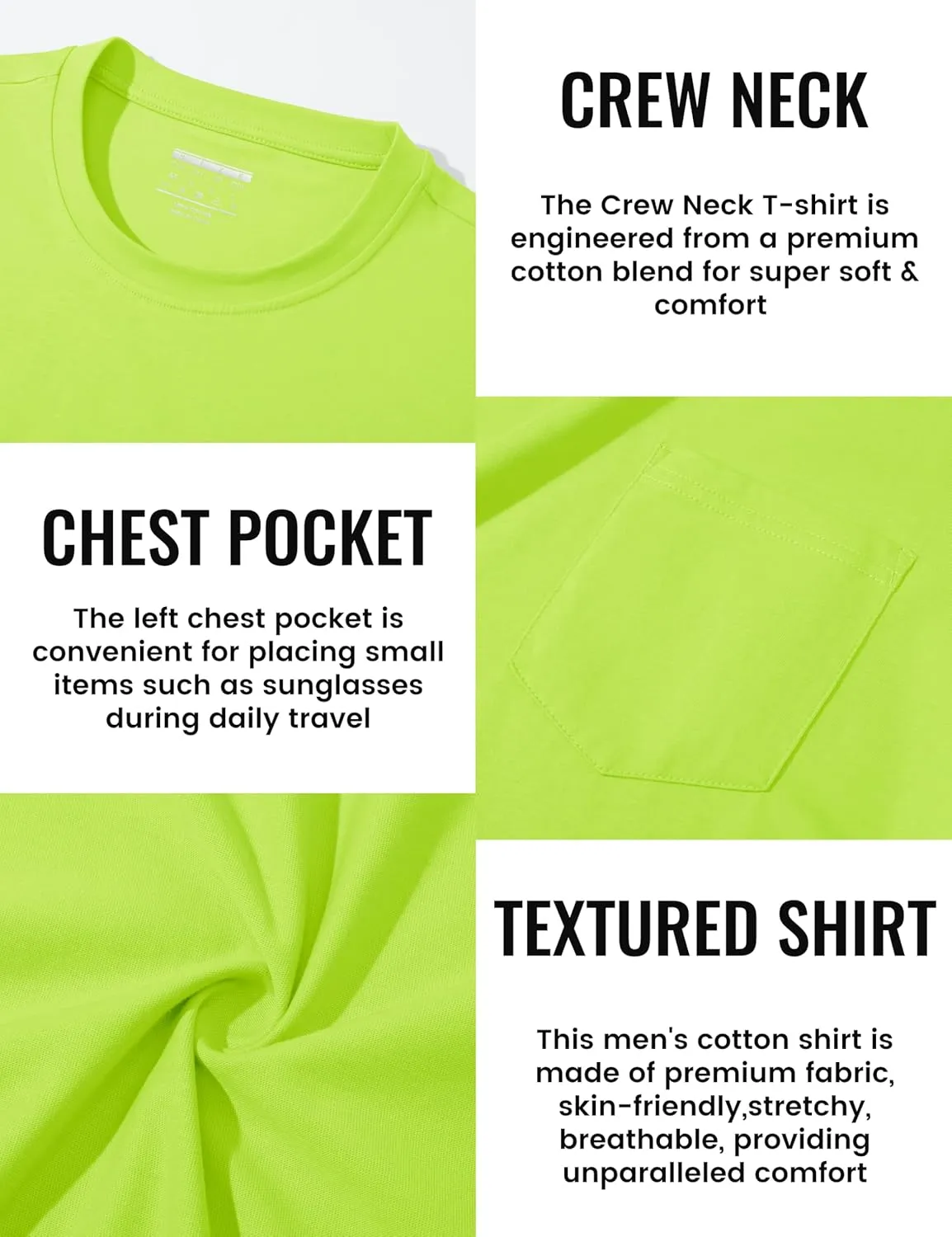 TACVASEN Men's Long Sleeve Pocket Tee Shirts Lightweight Breathable Cotton Crew Neck Casual Work Shirts for Summer