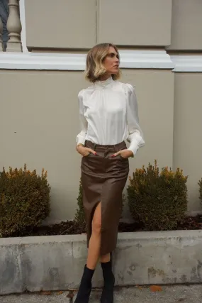 Tara Satin Pleated Blouse