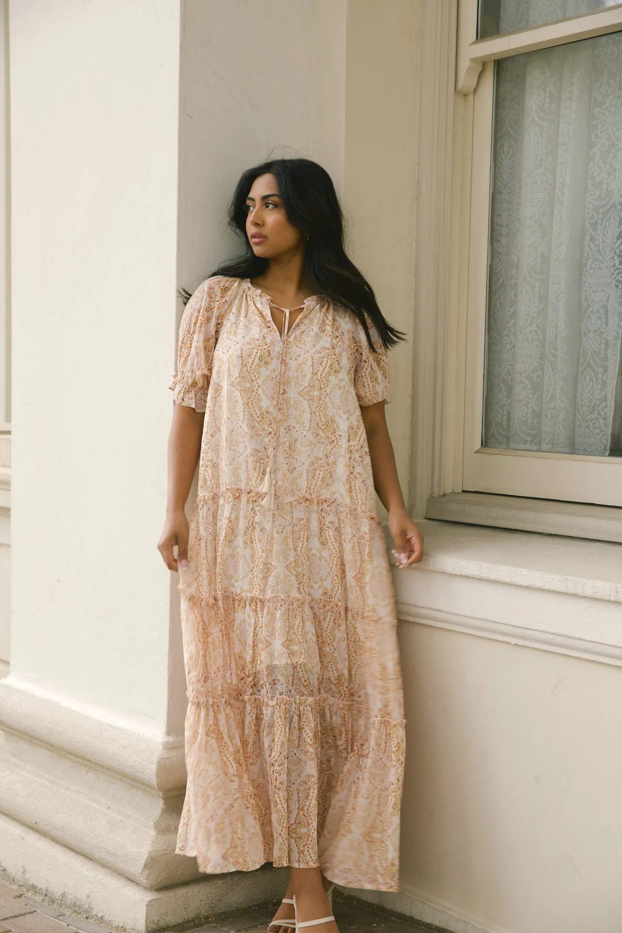 Tiered Boho Midi Dress