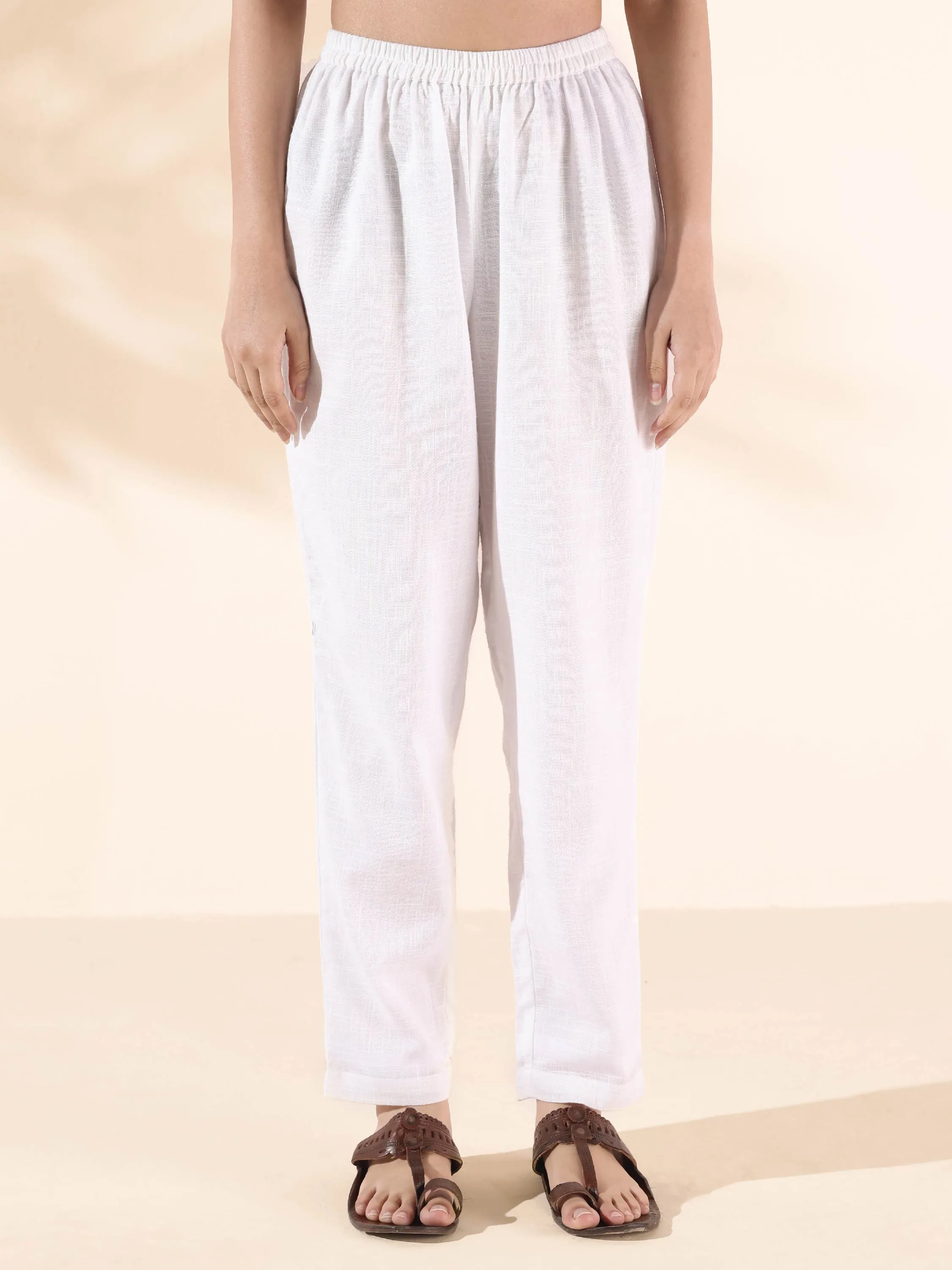 trueBrowns White Cotton Relaxed Co-ord Set