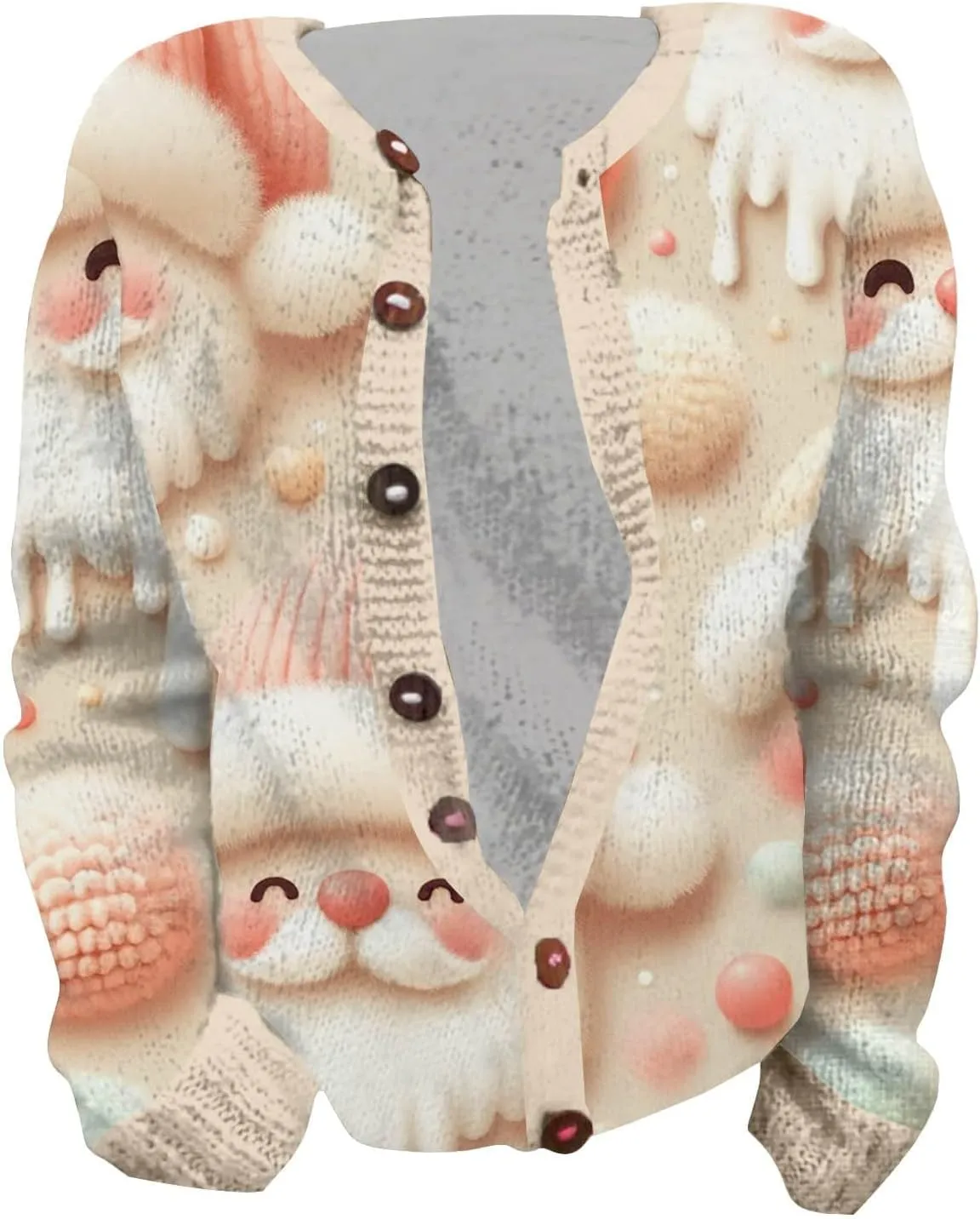 Ugly Christmas Sweater Floral Print Comfortable Knitted Cardigan Casual Oversized Knit Open Front Coatigan Plus Size