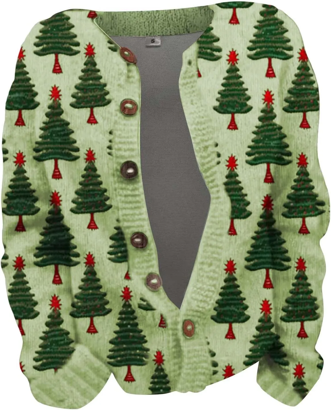 Ugly Christmas Sweater Floral Print Comfortable Knitted Cardigan Casual Oversized Knit Open Front Coatigan Plus Size