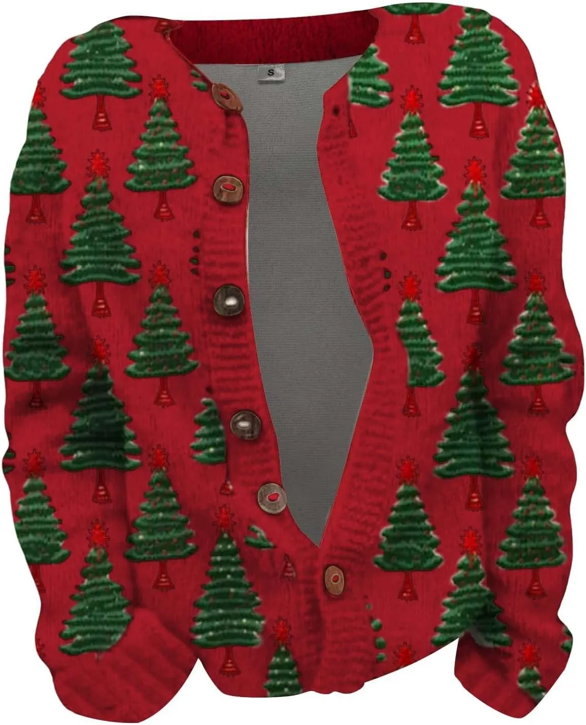 Ugly Christmas Sweater Floral Print Comfortable Knitted Cardigan Casual Oversized Knit Open Front Coatigan Plus Size