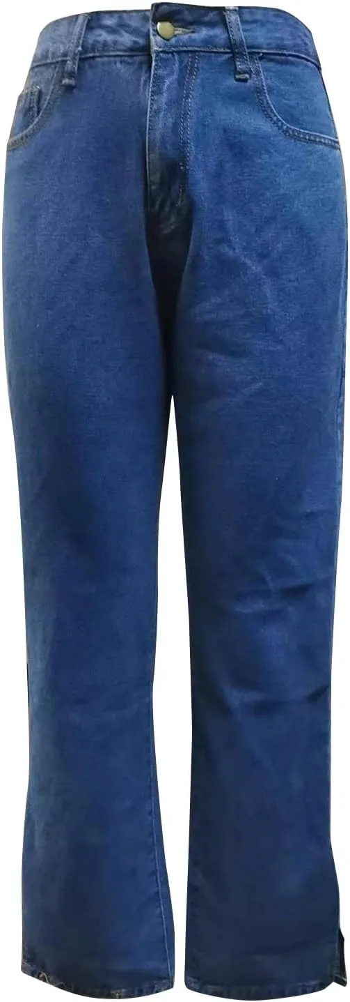 Wide Leg Jeans Woman High Waisted Split Ripped Jeans Trendy Zip Straight Leg Jeans Baggy Stretchy Jeans with Pockets