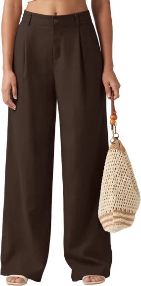 Willit Women's Linen Pants Wide Leg Work Dress Pants Casual Slacks Business Pants with Pockets 29" 31"