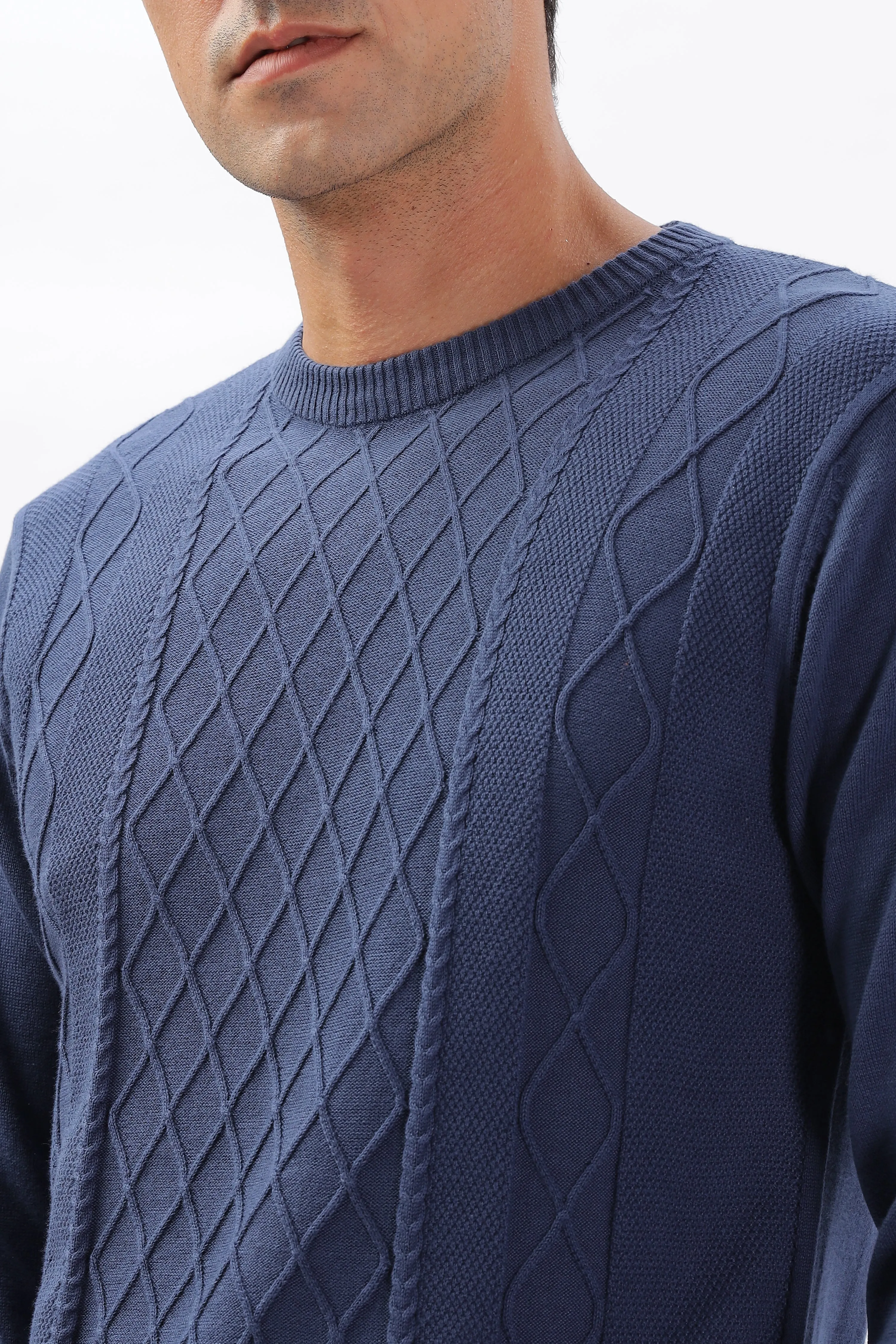 Winter Weave Knit T-Shirt: Navy Blue