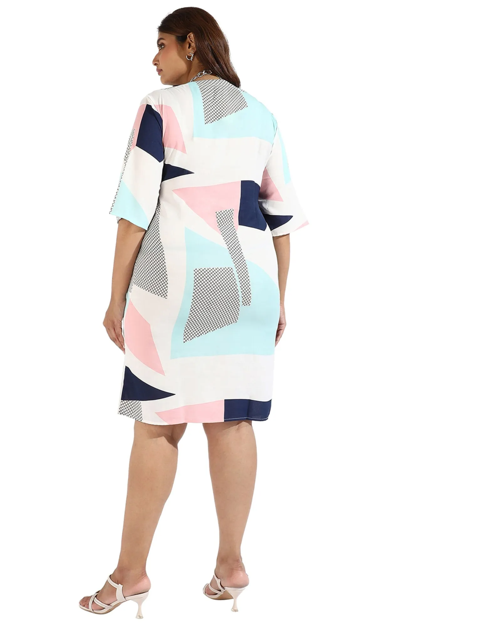 Women Graphic Print Drawstring  Dresses | White