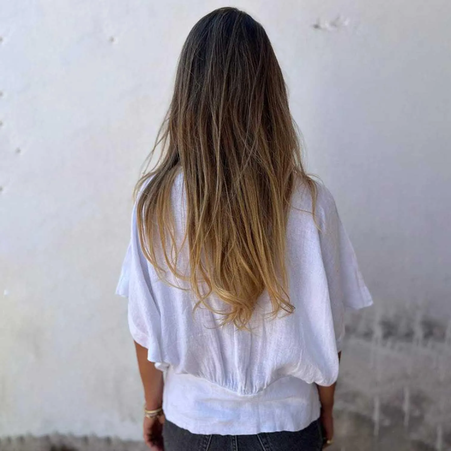 Women Solid Color Deep V-Neck Cotton and Linen T-Shirt Short Sleeve Loose Basic Tops Pleated Blouse S~2XL