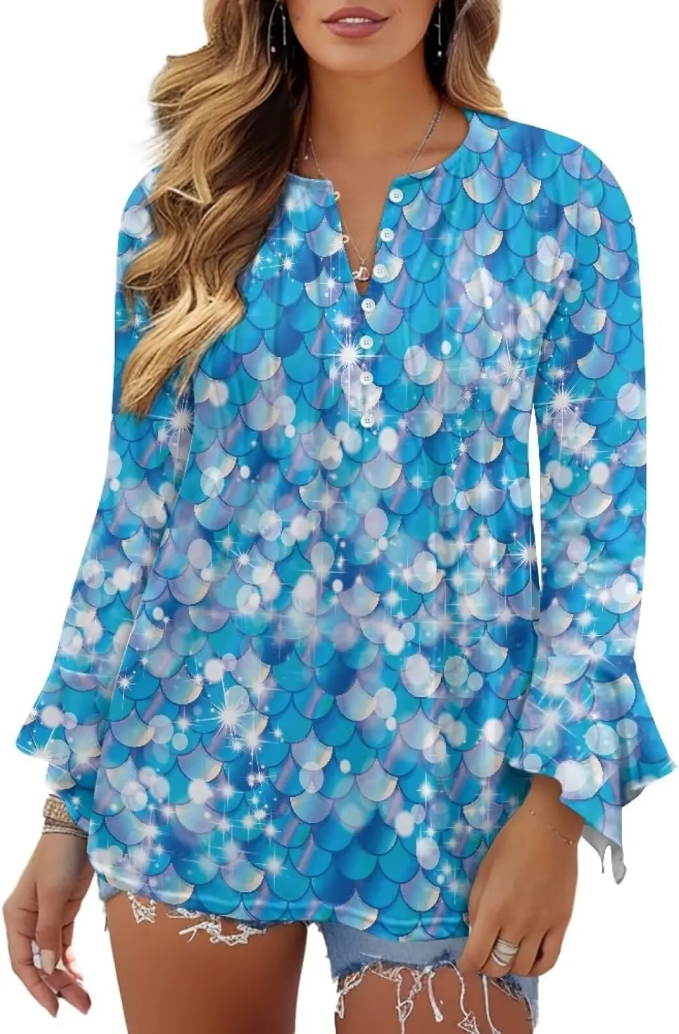 Women's Long Sleeve Button Down T-Shirt Athletic Blouse Breathable Slim Dressy Plus Size Top
