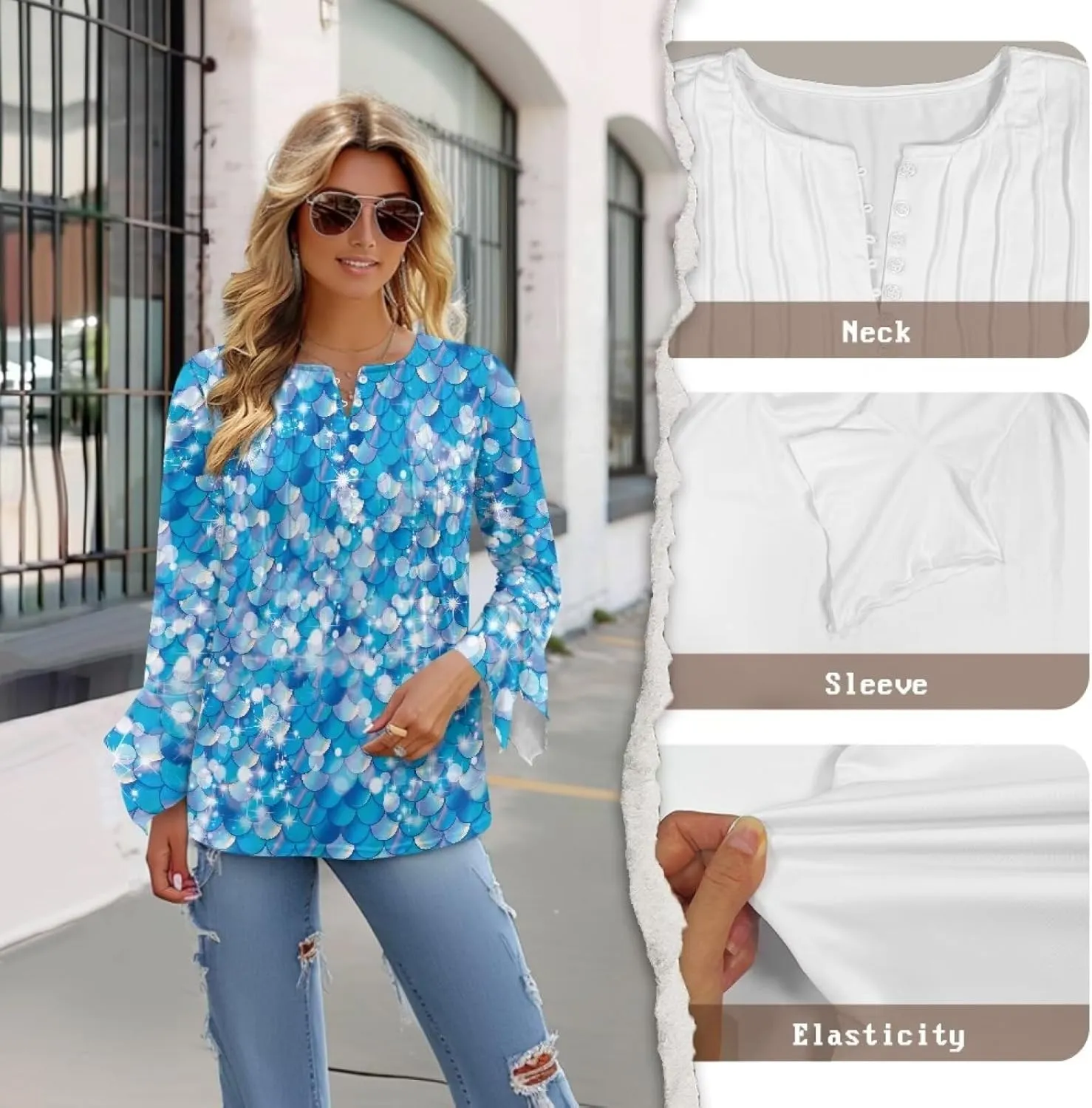 Women's Long Sleeve Button Down T-Shirt Athletic Blouse Breathable Slim Dressy Plus Size Top