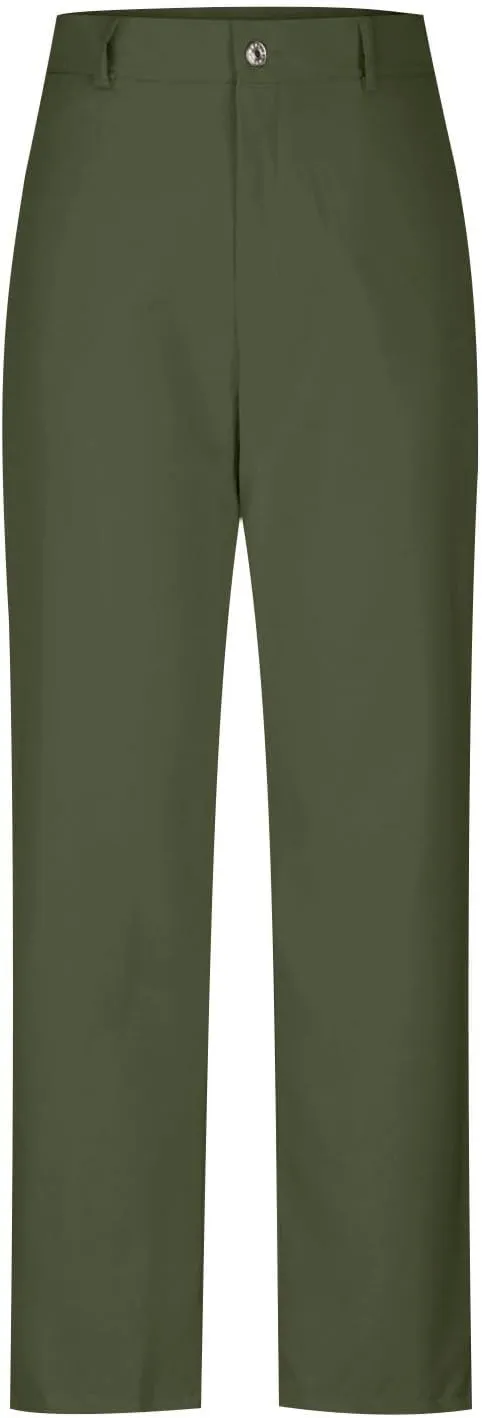 Women's Solid Color Stylish Casual Straight Leg Pants with Button Closure and Pockets Comfortable Work Trousers