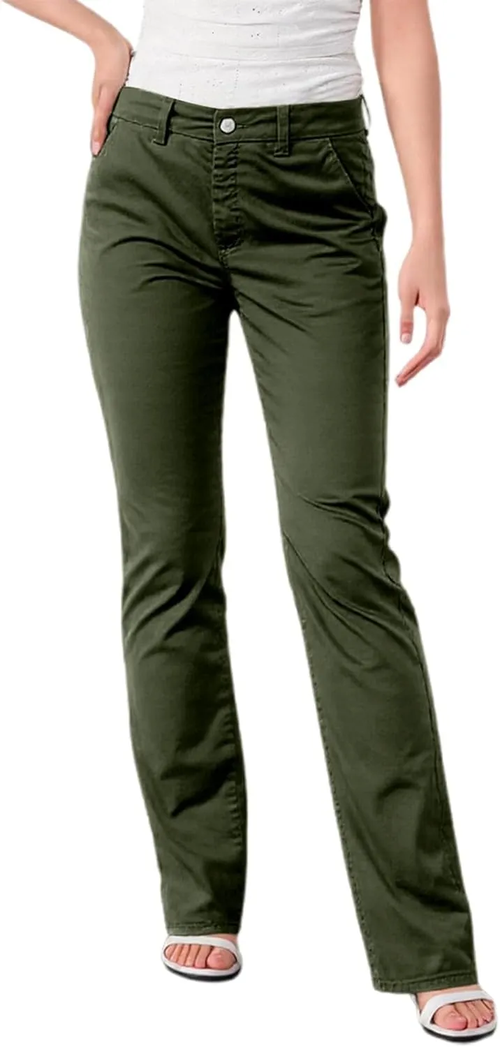 Women's Solid Color Stylish Casual Straight Leg Pants with Button Closure and Pockets Comfortable Work Trousers