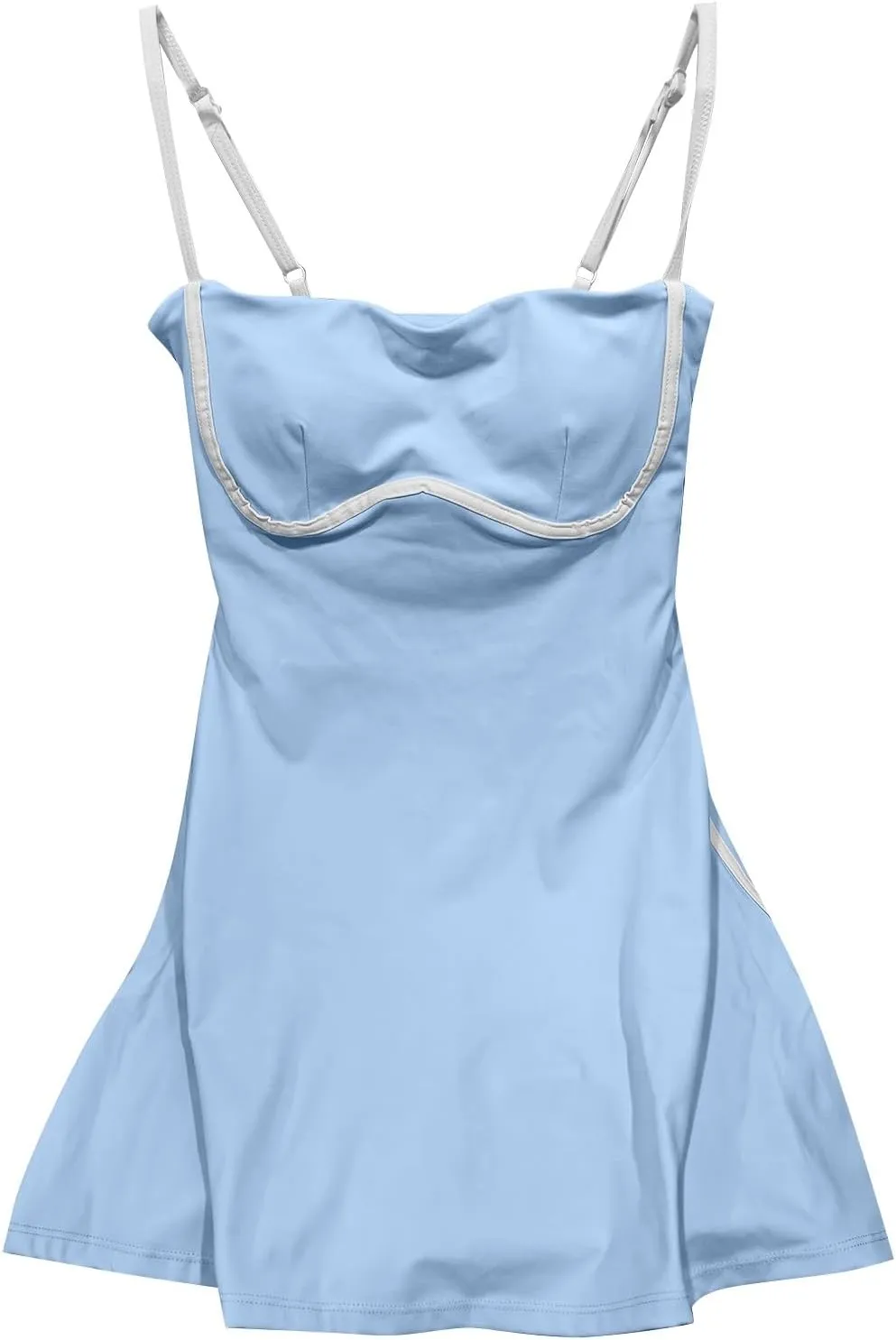 Womens Tennis Sleeveless Mini Dress Stretch Built in Bra Square Neck Fashion Comfy Workout Athletic Golf Dress