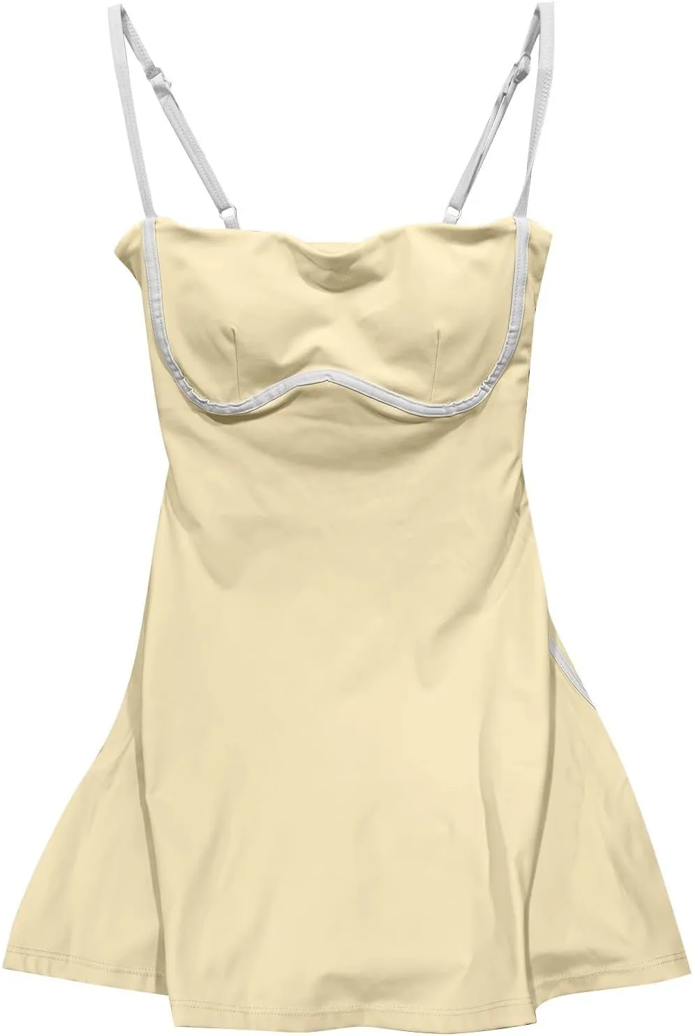 Womens Tennis Sleeveless Mini Dress Stretch Built in Bra Square Neck Fashion Comfy Workout Athletic Golf Dress