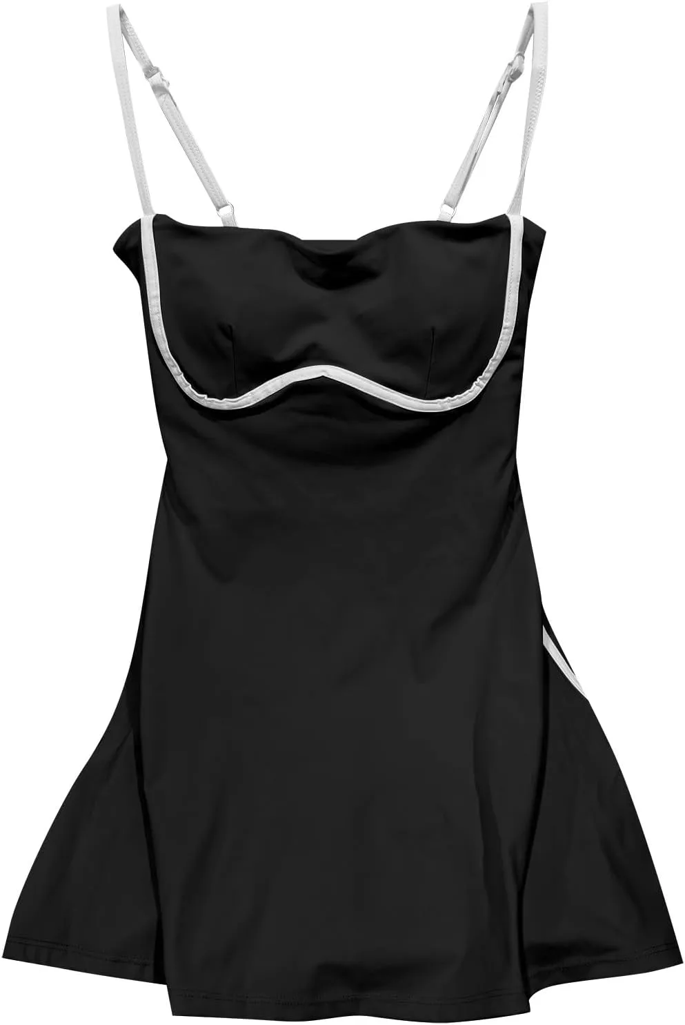 Womens Tennis Sleeveless Mini Dress Stretch Built in Bra Square Neck Fashion Comfy Workout Athletic Golf Dress