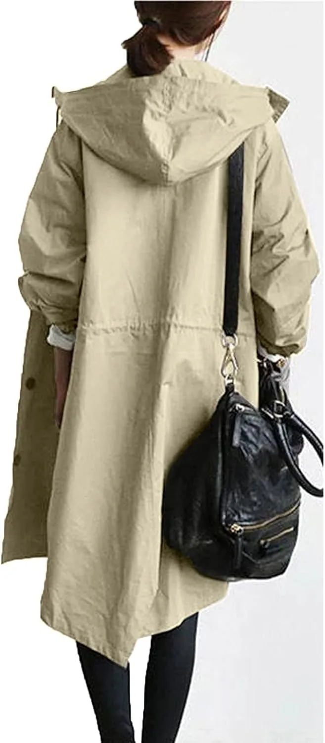 Women's Trench Jackets Rain Jacket Loose Winter Hooded Oversized Elegant Windbreaker Comfortable Coat Outwear