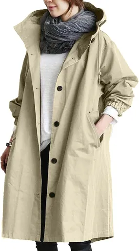 Women's Trench Jackets Rain Jacket Loose Winter Hooded Oversized Elegant Windbreaker Comfortable Coat Outwear
