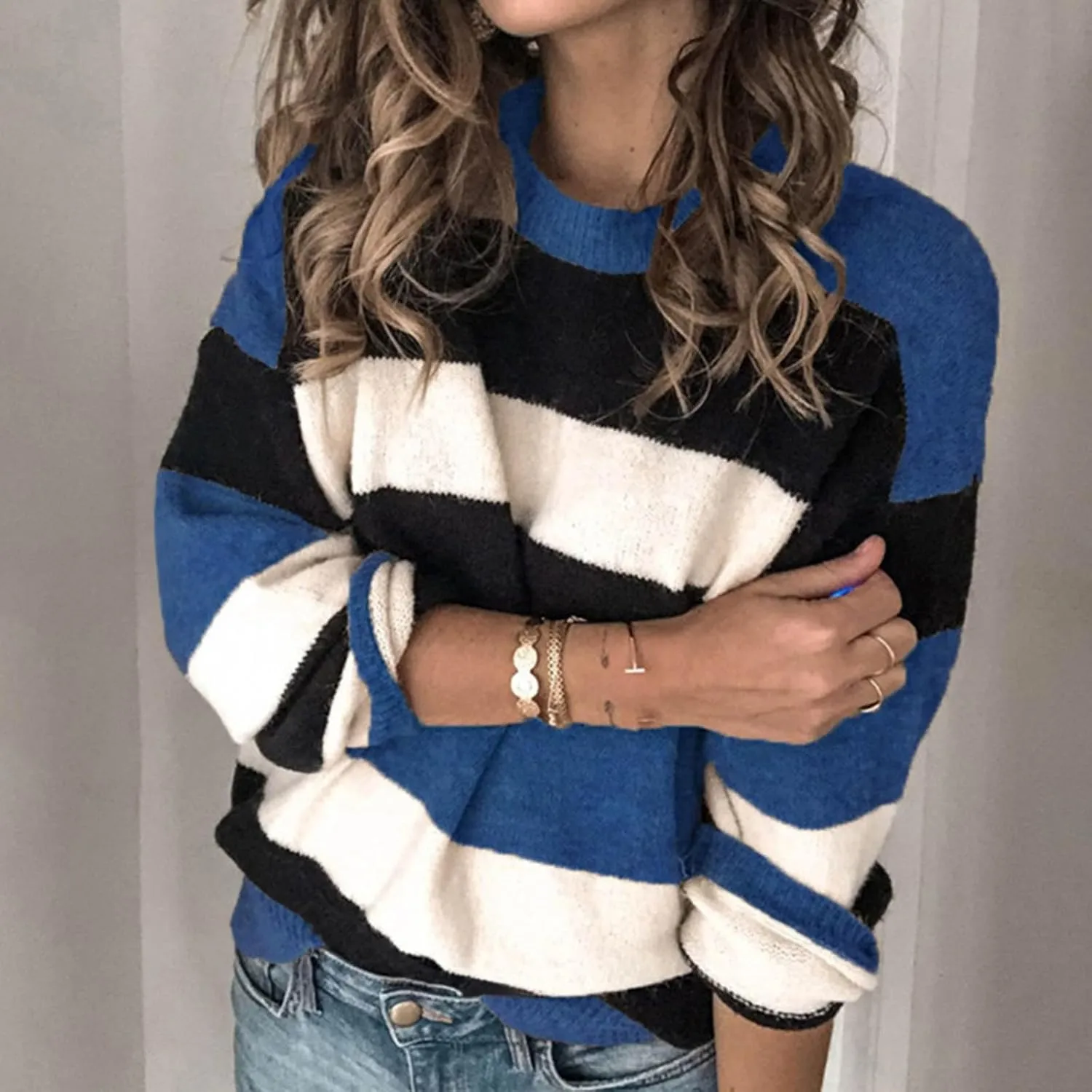Womens V Neck Long Sleeve Shirts Shoulder Women's Loose Fashion Comfortable Color Loose Casual Fall Fashion Sweaters