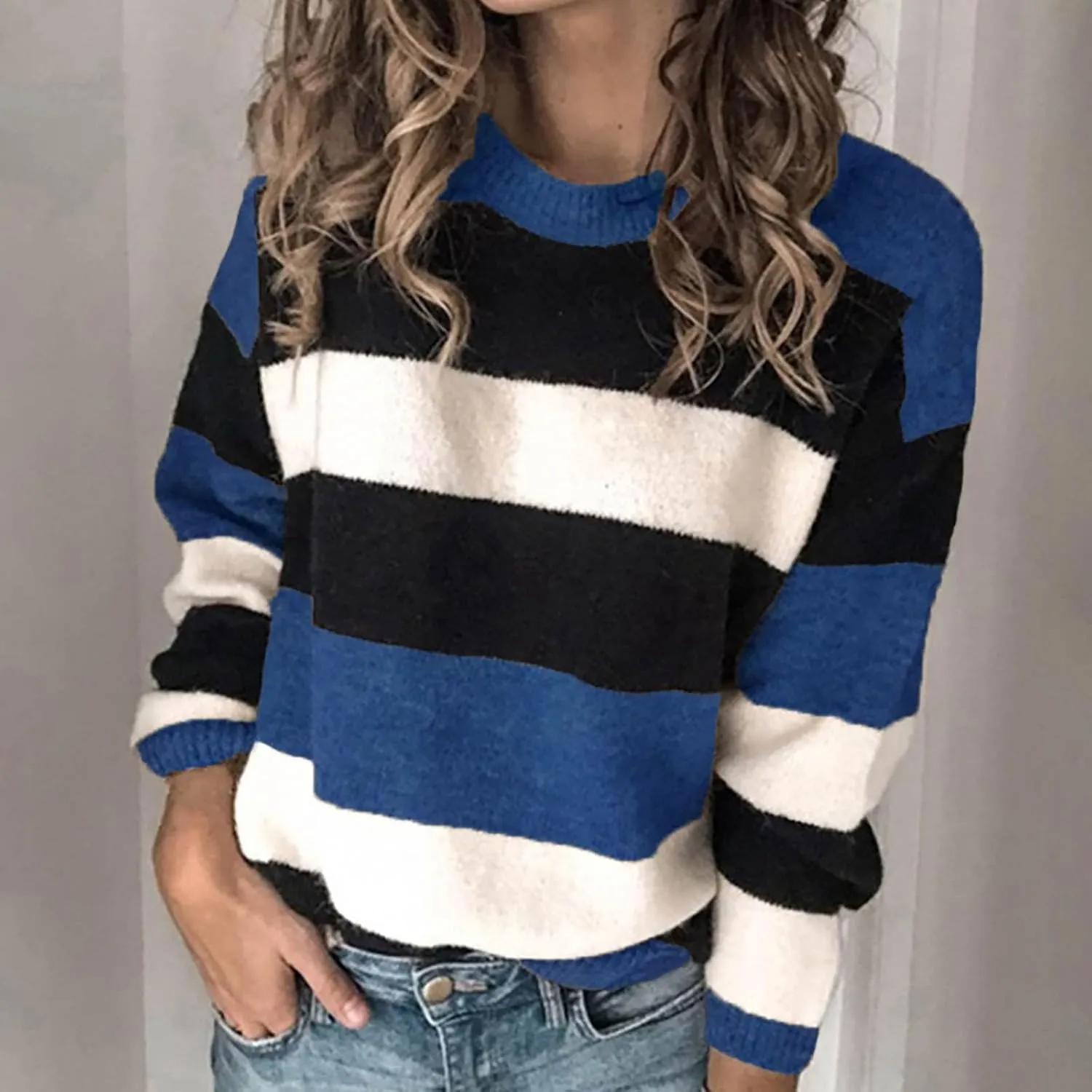 Womens V Neck Long Sleeve Shirts Shoulder Women's Loose Fashion Comfortable Color Loose Casual Fall Fashion Sweaters