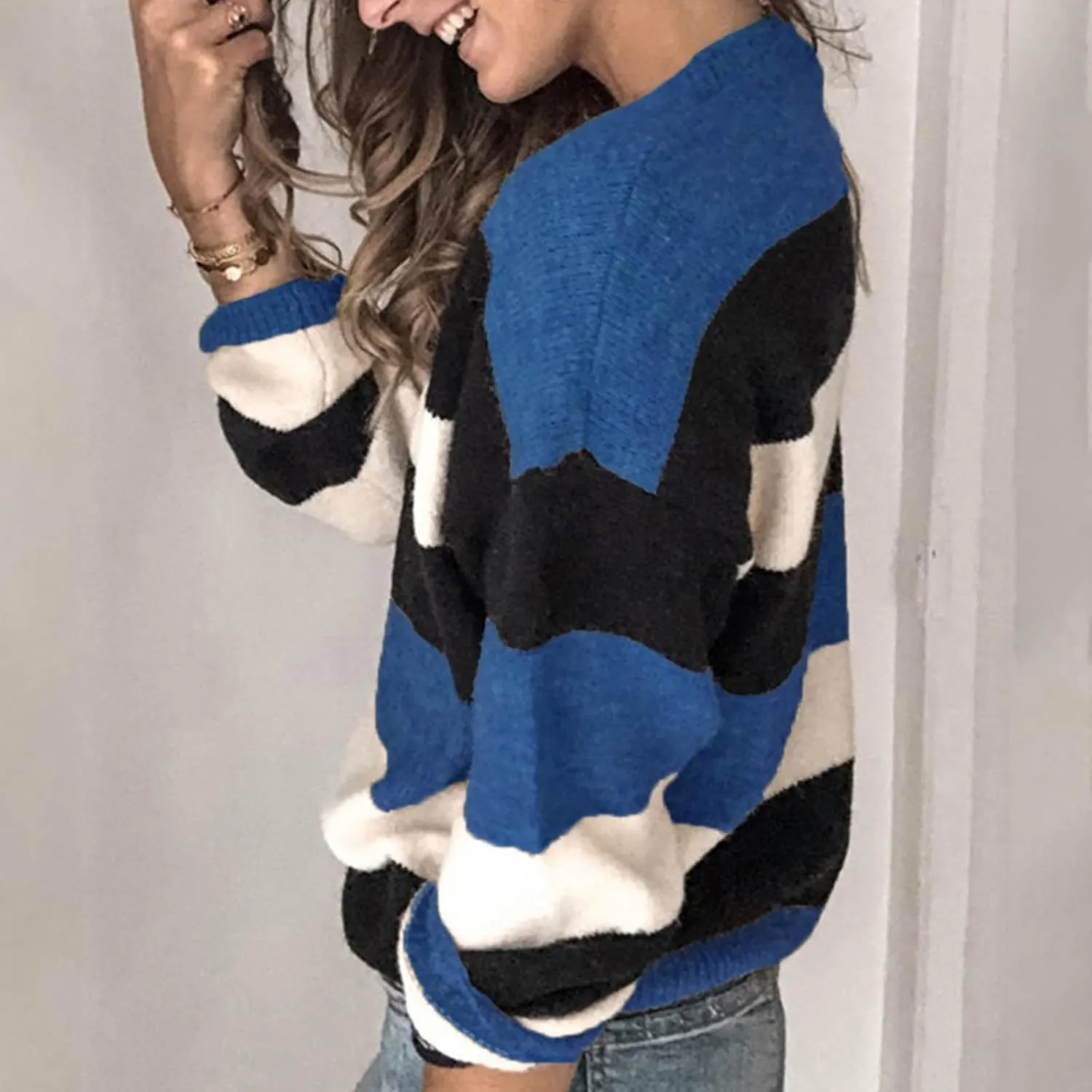 Womens V Neck Long Sleeve Shirts Shoulder Women's Loose Fashion Comfortable Color Loose Casual Fall Fashion Sweaters